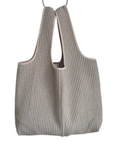 Load image into Gallery viewer, LITTLE WAFFLE SHOPPER  BAG grey/white