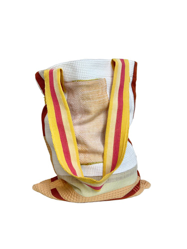 WAFFLE TOTE BAG Isabel white/papaya